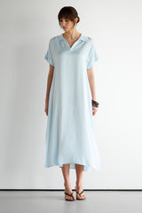 Cleo Satin Kaftan Dress | Glacier