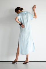 Cleo Satin Kaftan Dress | Glacier