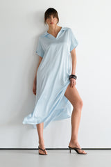 Cleo Satin Kaftan Dress | Glacier