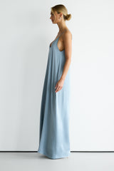 Audrey Satin Jumpsuit | Dusty Blue