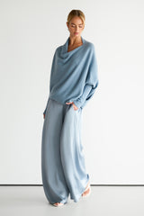 Audrey Satin Jumpsuit | Dusty Blue