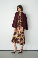 Selena Halterneck Satin Midi Dress | Plum Floral