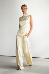 Cole Satin Trousers | Buttercream