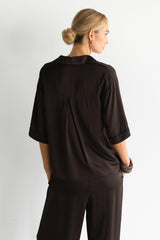 Rhea Satin Shirt | Espresso Brown