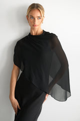 Lumi Asymmetric Poncho | Black