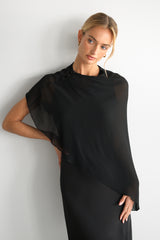 Lumi Asymmetric Poncho | Black