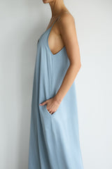 Audrey Satin Jumpsuit | Dusty Blue