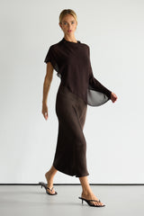 Sabrina Sleeveless Satin Dress | Espresso Brown
