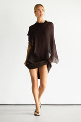 Lumi Asymmetric Poncho | Espresso Brown