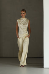 Cole Satin Trousers | Buttercream