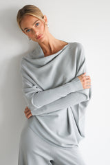 Kaia Asymmetric Sweater | Pearl Grey | Fine Knit
