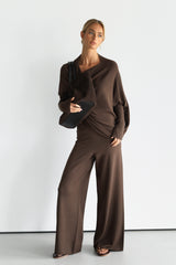 Kaia Asymmetric Sweater | Chocolate Brown | Fine Knit