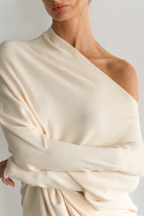Kaia Asymmetric Sweater | Cream | Fine Knit