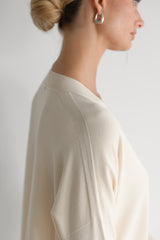 Layla V Neck Sweater | Cream | Fine Knit
