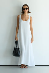 Chiara Matte Satin Dress | White