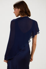 Lumi Asymmetric Poncho | Navy