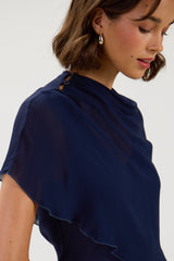 Lumi Asymmetric Poncho | Navy