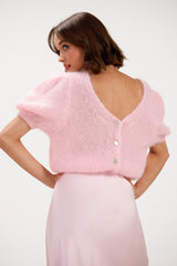Camille Two-Way Cardigan | Pastel Pink | Brushed Mohair Blend