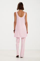 Genet Elastic Waist Bias Satin Trousers | Soft Pink