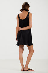 Rosaline Sleeveless Satin Dress | Black