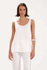 Natalie Satin Tank Top | White