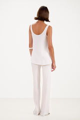 Natalie Satin Tank Top | White