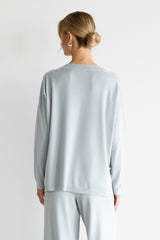 Kaia V Neck Sweater | Pearl Grey | Fine Knit