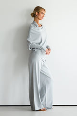 Kaia Asymmetric Sweater | Pearl Grey | Fine Knit