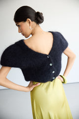 Camille Two-Way Cardigan | Black | Brushed Mohair Blend