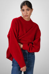 Naya Crew Neck Sweater | Red | Merino Wool Cashmere