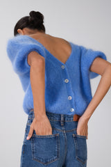 Camille Two-Way Cardigan | Cornflower Blue | Brushed Mohair Blend