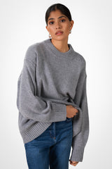 Naya Crew Neck Sweater | Grey Marl | Merino Wool Cashmere