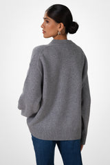 Naya Crew Neck Sweater | Grey Marl | Merino Wool Cashmere