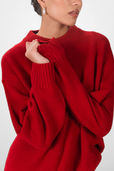 Naya Crew Neck Sweater | Red | Merino Wool Cashmere