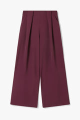 Lana Pleated Elastic Waist Trousers | Burgundy