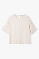 Mila Back Slit Satin Top | Ivory