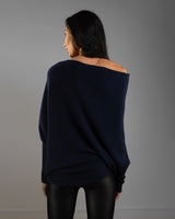 Asymmetric Draped | Navy | Seamless Knit