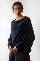 Asymmetric Draped | Navy | Seamless Knit