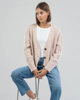 LIMITED EDITION | Cashmere Wool Cable Knit Cardigan | Powder Pink
