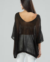 SALE | V Neck Lightweight Poncho Top | Black