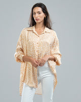 SALE | Silk Leopard Button Up Shirt | Light Beige