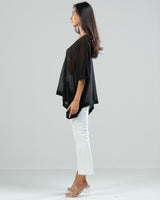 SALE | V Neck Lightweight Poncho Top | Black