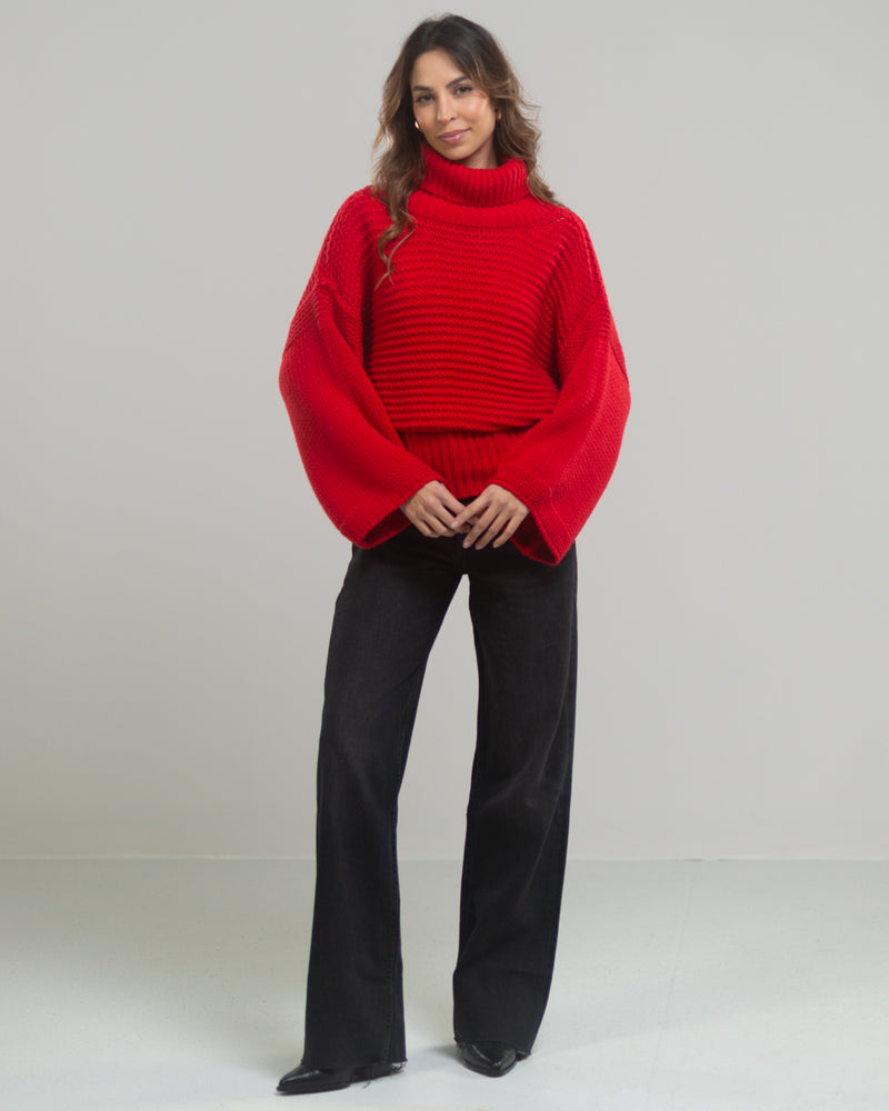NEW | Isabella Rollneck Sweater | Red | Wool Blend