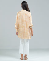 SALE | Silk Leopard Button Up Shirt | Light Beige