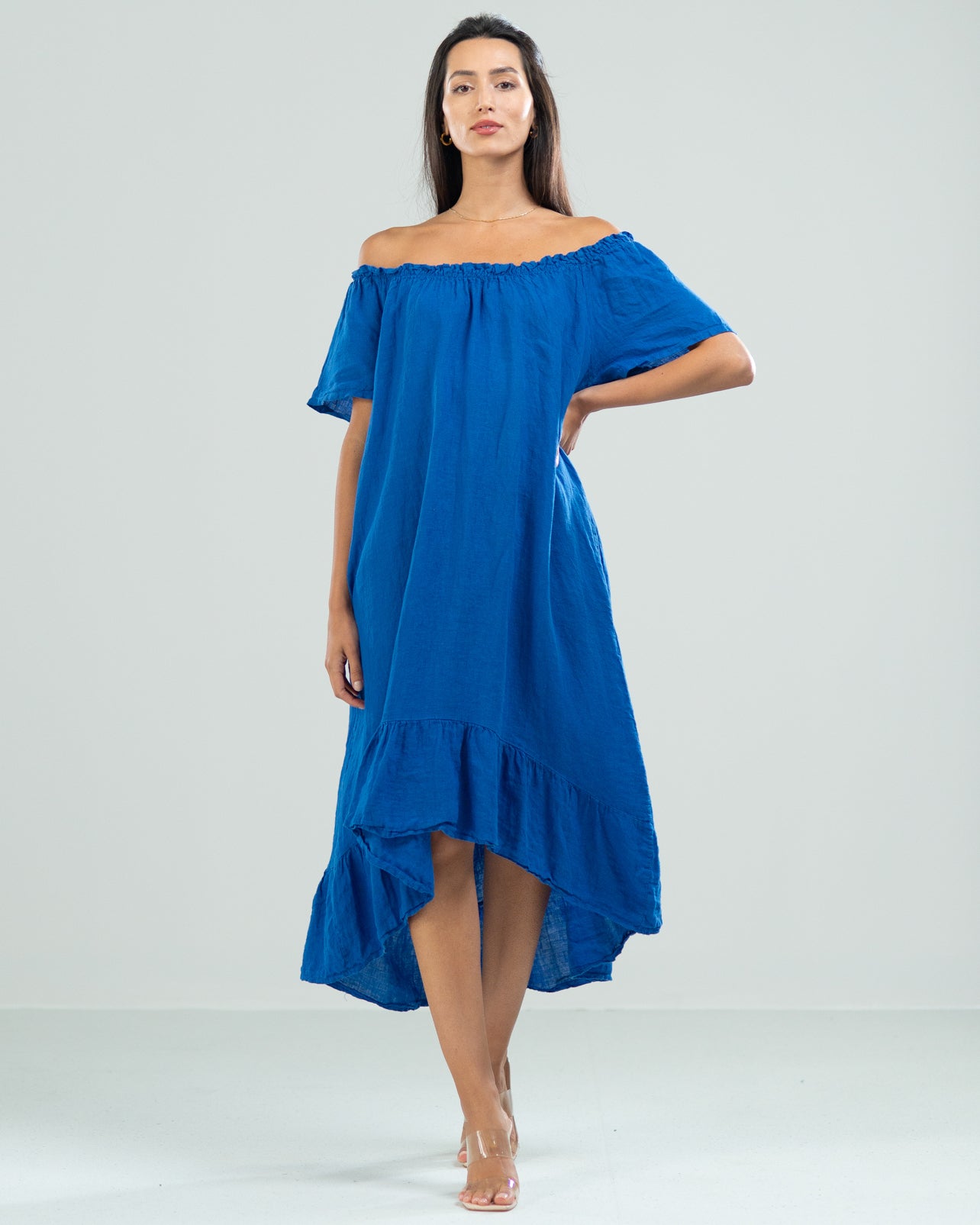 NEW | Linen High Low Maxi Dress | Royal Blue – JAKI