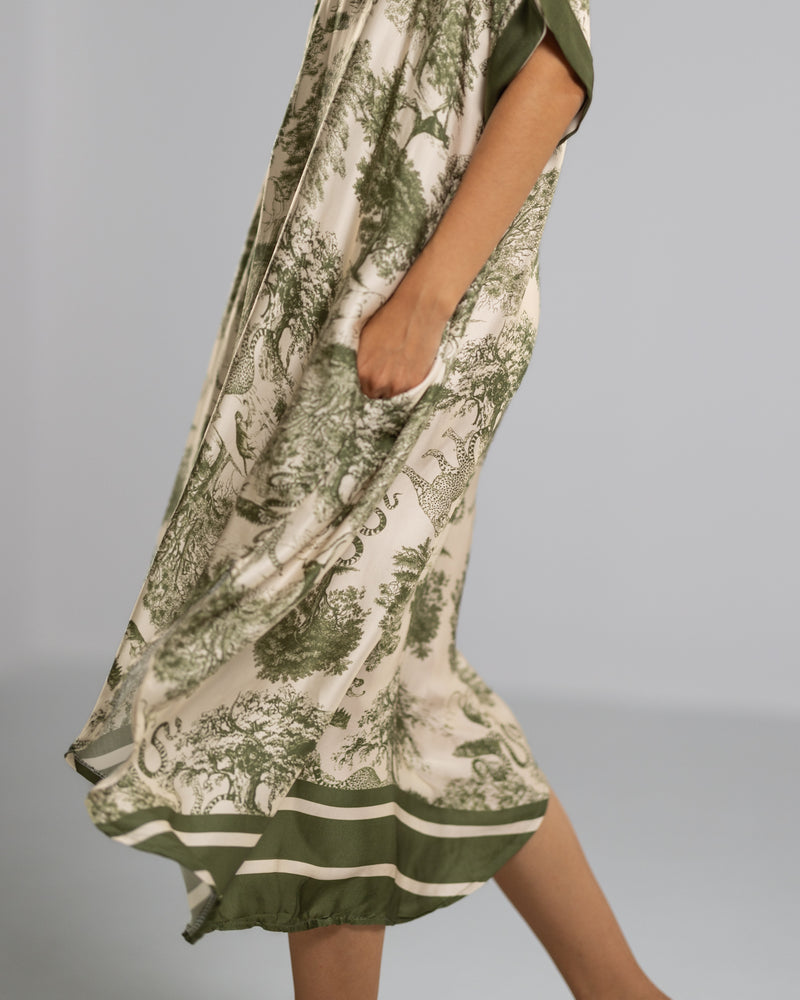 Florence Silk Kaftan Dress | Khaki