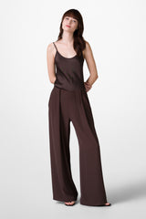 Lana Pleated Elastic Waist Trousers | Espresso Brown