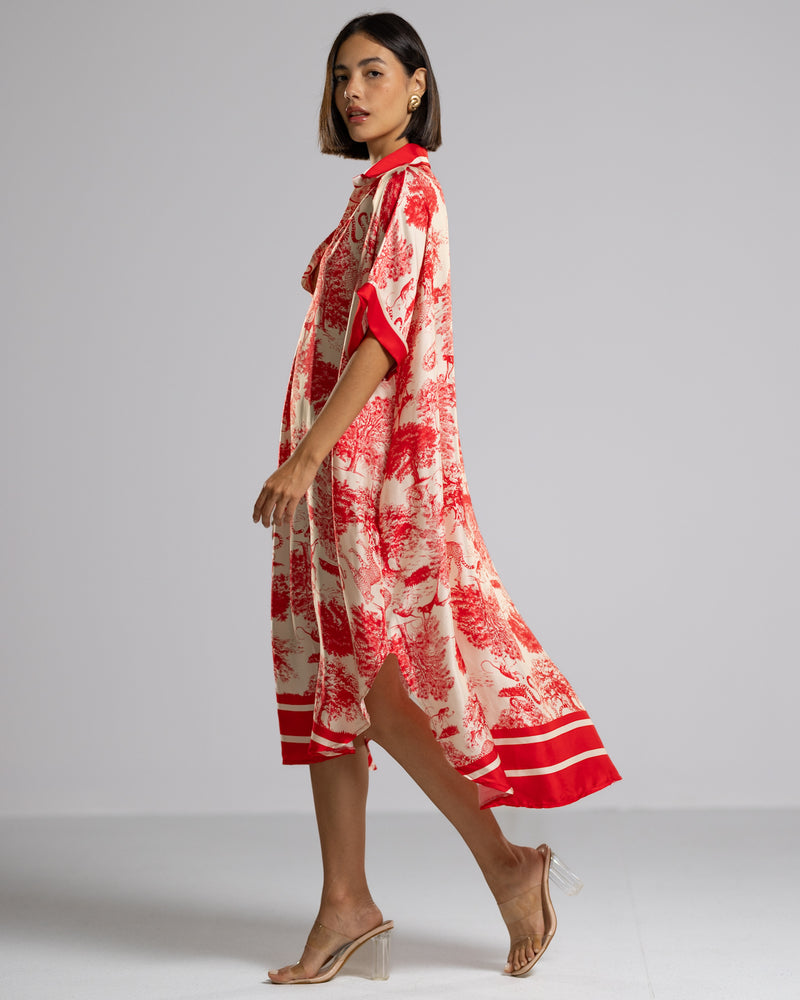 Florence Silk Kaftan Dress | Red