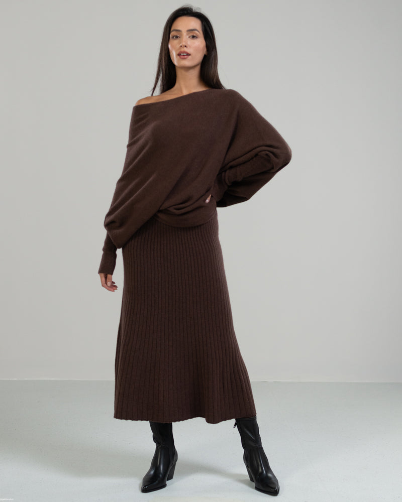 NEW | Ribbed Skirt | Espresso Brown