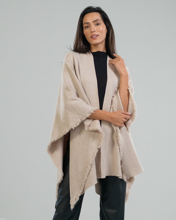 NEW | Wrap Cape | Beige | Modal-Wool Blend